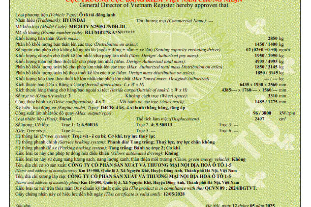 Xe tải đông lạnh Hyundai Mighty N250SL 1,9 tấn